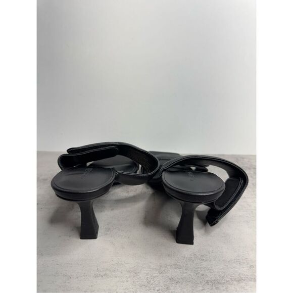 Open Edit Sandals Size 5.5 Qarly Heeled Black Open Square Toe Slip On Heels - Picture 5 of 8